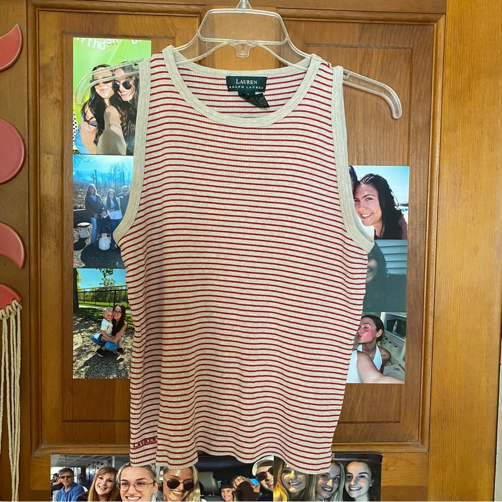 Ralph Lauren Red and White Striped Tank Top